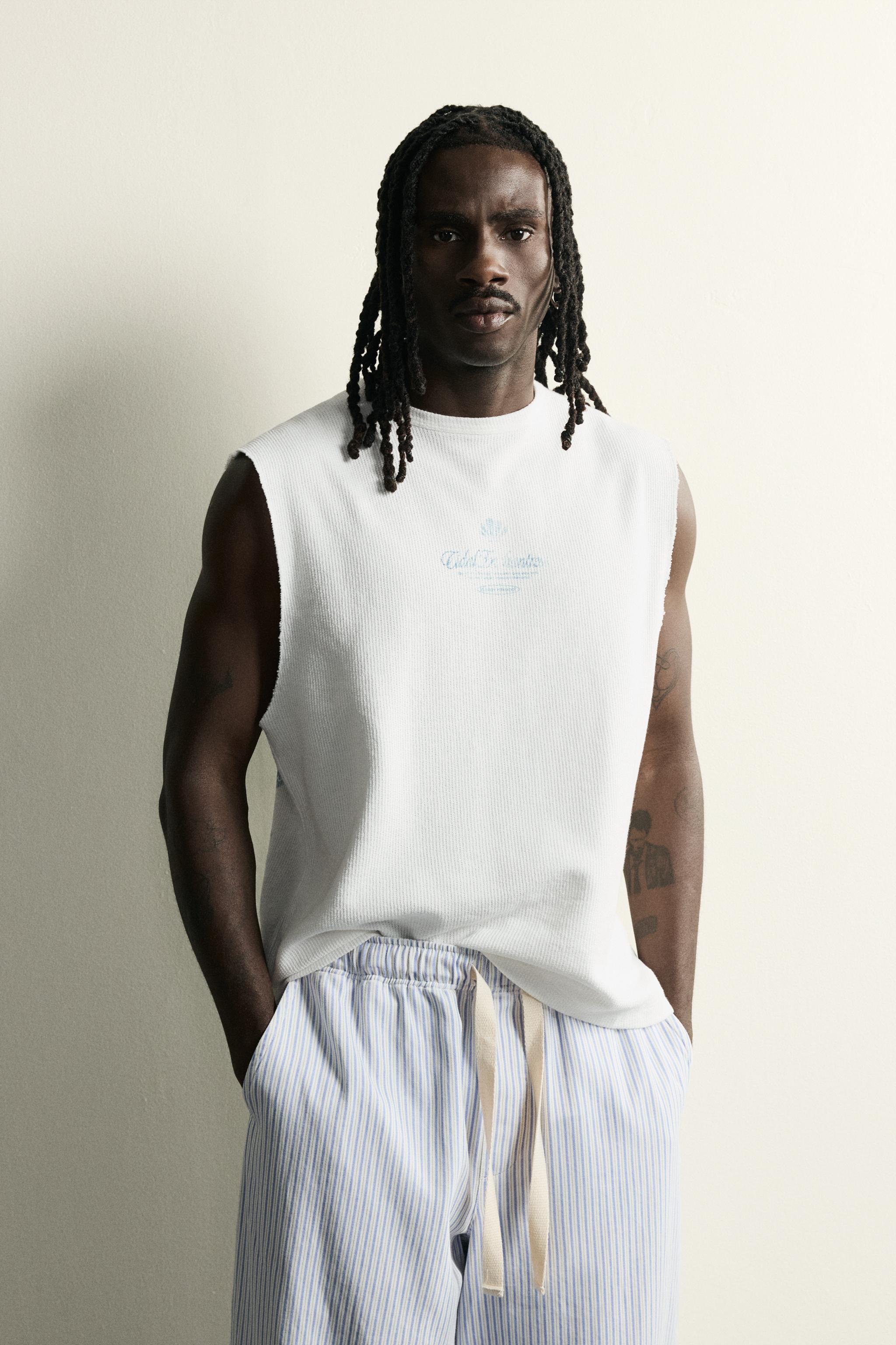 WASHED PRINTED KNIT TANK TOP